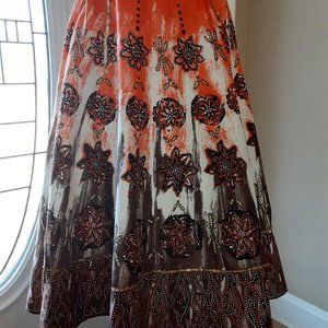 WHAT'S HOT Hippie BOHO SKIRT Size 16 Orange/Brown